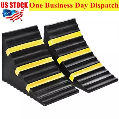 2 Pack Heavy Duty Extra Large Rubber Wheel Chocks With Reflective Strips 6x7x11  • $39.99