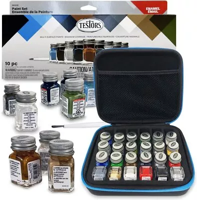 Testors Model Paint Enamel 10pc Paint Set Pixiss Model Paint Storage Case... • $44.99