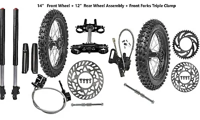 60/100-14 & 80/100-12 Wheel Front Forks Shock Kit Pit Bike CRF50 CRF70 CRF110 • $550.66