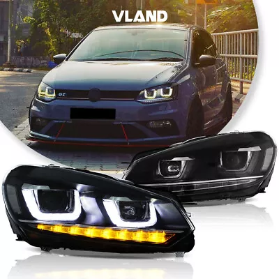 For 2010-2014 VOLKSWAGEN Golf6 MK6/Jetta Wagon LED Headlights Sequential A Pair • $220