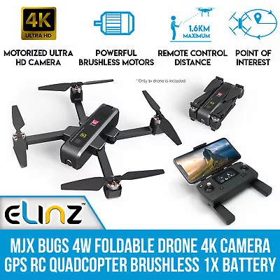 MJX Bugs 4W Foldable Drone 4K Camera GPS RC Quadcopter Brushless 1x Battery B4W • $359.95