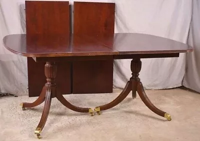 Craftique Mahogany Duncan Phyfe Double Pedestal Dining Room Table With 8 Chairs • $1450
