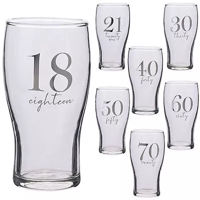 Birthday Pint Beer Glass With Silver Detail - Choose Age • £13.95