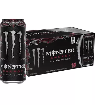 Monster Energy Ultra Black Sugar Free Energy Drink 16 Ounce (Pack Of 15) • $37.99