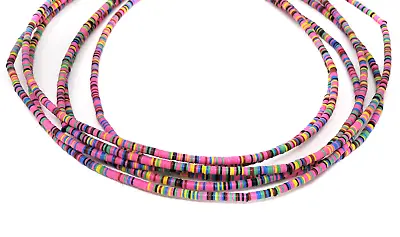 3 Vulcanite  Vinyl  Heishi Trade Beads Pastel Rainbow 32 Inch • $30
