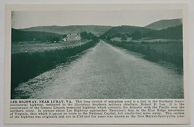 $5 • Buy Lee Highway Luray Va SPH #ah Virginia Postcard 1920's