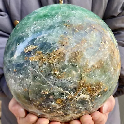 23.36LB Large Natural Color Fluorite Sphere Quartz Crystal Ball Energy Healing • $0.99