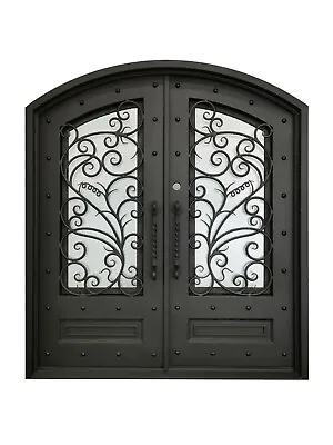 Crowley Double Front Entry Wrought Iron Door Rain Glass 62  X 82  Right Active • $3495