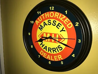 Massey Harris Tractor AuthDealer Farm Barn Garage Clock Advertising Sign • $37.99