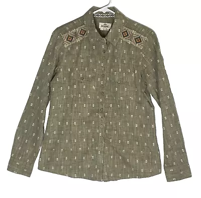 Shyanne Life Western Men's Green Aztec Pearl Snap Shirt Size Small 100% Cotton • $15.99