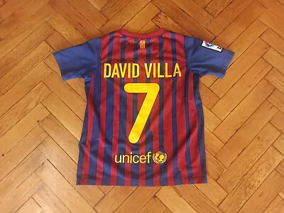Barcelona Soccer Jersey Nike Kids Barca Football Shirt Boys Camiseta David Villa • £60
