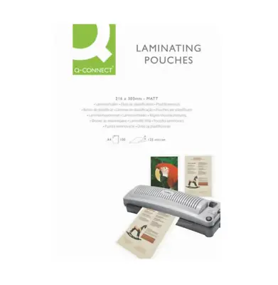 Q-Connect Matt A4 Laminating Pouch 250 Micron (Pack Of 100) KF24055 New + 24h D • £29.95