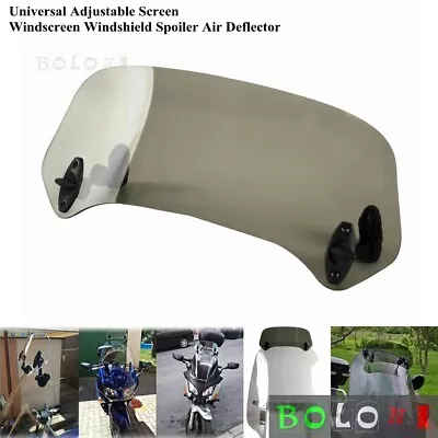 Motorcycle Adjustable Clip-On Windshield Extension Spoiler Smoke Universal Fit • $32.94