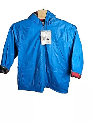 MISTY HARBOR Hooded Waterproof Rain Jacket Blue Lined City Slicker Size 3X NWT • $84.91