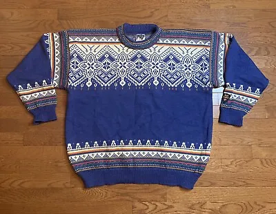 Vintage Dale Of Norway Mens Knit Wool Fair Isle Crew Neck Sweater XL Clean • $199
