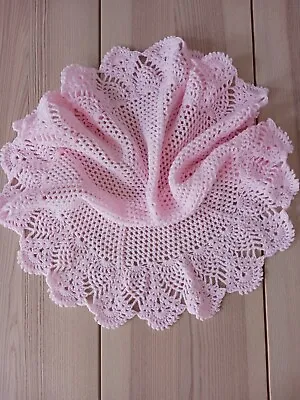 Baby Pink Crochet Baby Dolls Shawl / Cribb/buggy/car Seat Blanket • £13