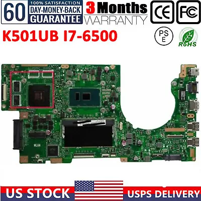 K501ub Laptop Motherboard For Asus A501u K501u K501ux I7-6500u Cpu 4g Tested Ok • $161.73