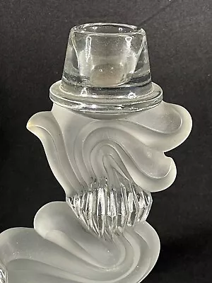 Vintage Crystal Glass 2 Arm Candle Stick Holder Frosted Heavy Art Nouveau 4441 • $34