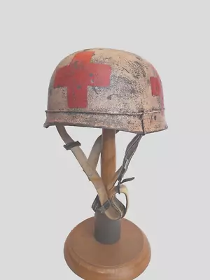 WWII M38 German Winter Fallschirmjager Paratrooper Medic Sanitat Helmet • $159.99