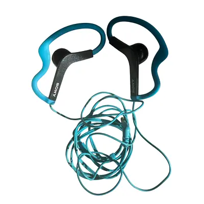 Sony SPORTS Running EARHOOK In-ear HEADPHONES Earphone - BLUE MDR-AS200 • $18.99