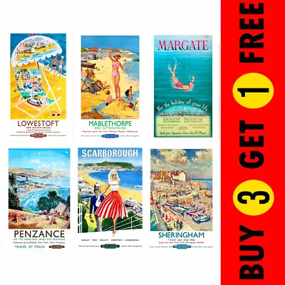 Vintage Retro Holiday Travel Railway Posters City Country Photo Print Wall Art!' • £3.74