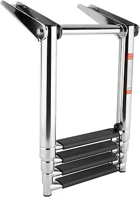 4 Step Ladder Stainless Steel Telescoping Extendable Marine Yacht Potoon Ladder • $65.99