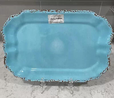 TURQUOISE RUSTIC CRACKLE 18x12.5” Tommy Bahama Melamine Serve Tray Platter Blue • $24.99