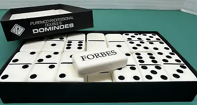Vintage Puremco Professional White Marblelike Dominoes Double 6 Forbes • $12