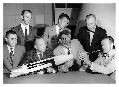 The Mercury Seven Astronauts Crew Posing With Atlas Model 1959 5x7 Nasa Photo • $8.49