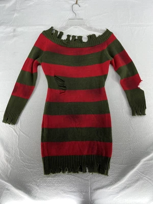 £8.24 • Buy Nightmare On Elm Street Sweater Dress Woman’s Small Distressed Costume Cosplay