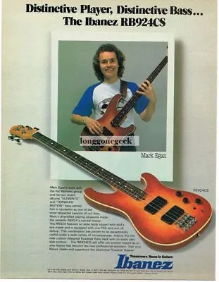1983 Ibanez Bass Guitar Mark Egan Of Pat Metheny Group Vintage Ad  • $8.95