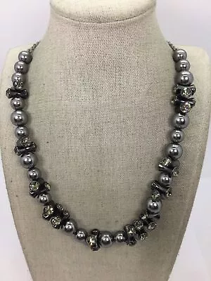 $13 • Buy J. Crew Gray Faux Pearl Rhinestone Beaded Necklace 