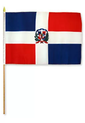 12x18 12 X18  Dominican Republic Stick Flag Wood Staff (Super Polyester) • $9.88