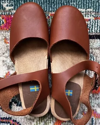 Mia Swedish Clogs Brown Leather Size 40 • $31