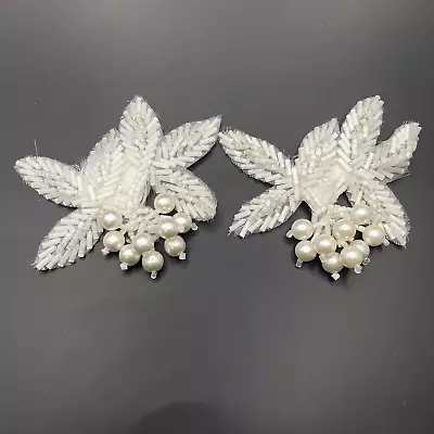 Vintage Shoe Clips White Wedding Beaded Sead Bead MOP • $9.99