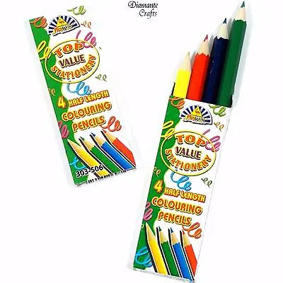 4 X Pencils Half Size Assorted Coloured - Art Craft Kids School Party Bag Favour • £1.59