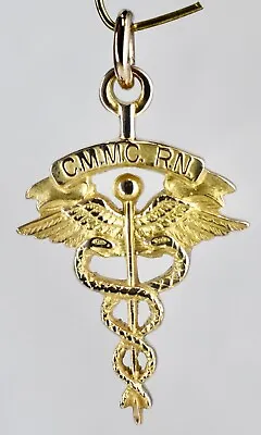 Estate 10K Yellow Gold Medical Caduceus Pendant Charm 1.8 Grams • $86