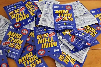 MINI THIN 25/50 HERBAL DIETARY SUPPLEMENT W/ CAFFEINE- 24 Packets Of 6 Cap Each • $25.89