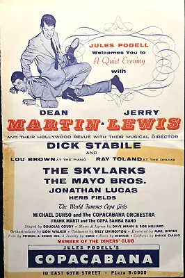 Martin & Lewis Insanely Rare Orig. Color 1954 Copacabana Promotional Mailer!!!!! • $249.50