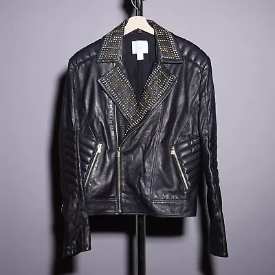 Versace X H&M Leather Jacket LARGE Black L Mens Studded Runway *Rare Sold Out* • $631.61