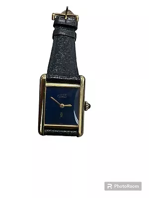 Vintage Cartier Tank Must De Silver Vermil Ladies Manual Wind Lapis Dial Watch • $1050