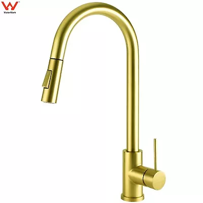 WELS Pull Out Kitchen Sink Tap Round Basin Mixer Faucet 2 Mode Black/Chrome/Gold • $113