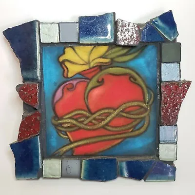 $29.99 • Buy Mixed Media Tile Mosaic & Painted Sacred Heart 8 X8  Wall Art By Robyn Freely