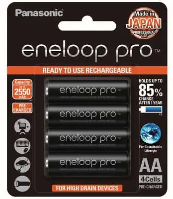 Panasonic Eneloop Pro AA 2550mAh - 4 Pack Batteries Pre-Charged • $38.95