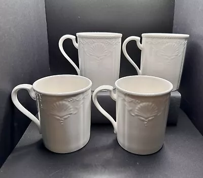 Set Of 4 Mikasa Hampton Bays Mugs Embossed Shells Ultra Ceram • $60