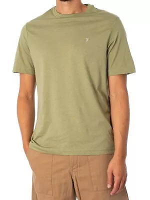 New Men's Farah Eddie Crew Cotton T-Shirt In Oil Green Sz 2XL Rrp £24.99 • £14.99