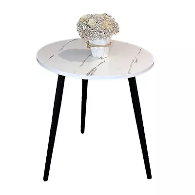 Marble Top Side Table With Black Legs Vintage Lounge Living Room • £27.99