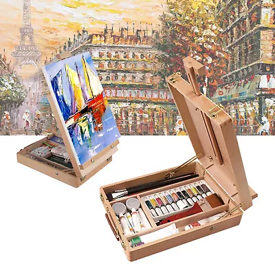 Portable Wooden Drawers Artist Table Desk Top Easel Stand Sketch Box Painting UK • £16.39