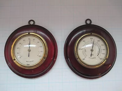 Vintage Hygrometer And Thermometer Made In Germany Small Wood Cased          B27 • $35