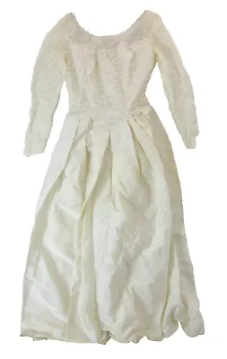 Vintage Carol Brent Ivory Lace Beaded Long Sleeve Empire Waist Wedding Dress S • $67.49